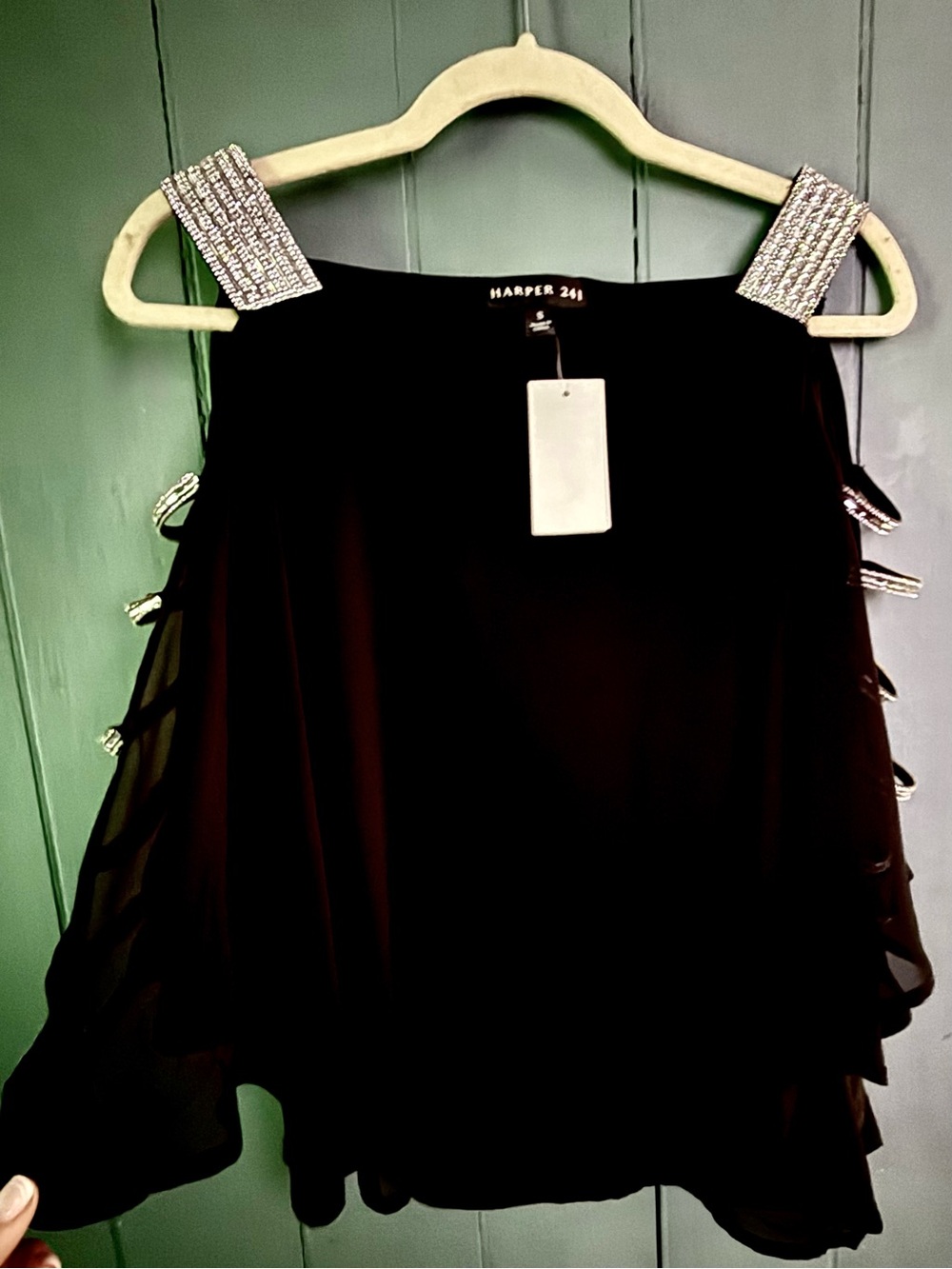 BNWT!!! Harper241 Black Embellished Strap Women's Shirt - Size S